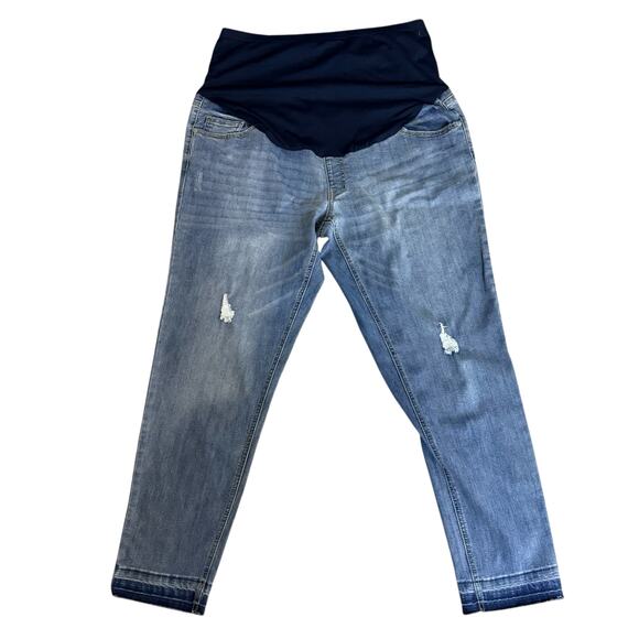 Time & Tru Denim - Time & Tru women's maternity Jeans size XL, distressed raw hem medium wash #4121